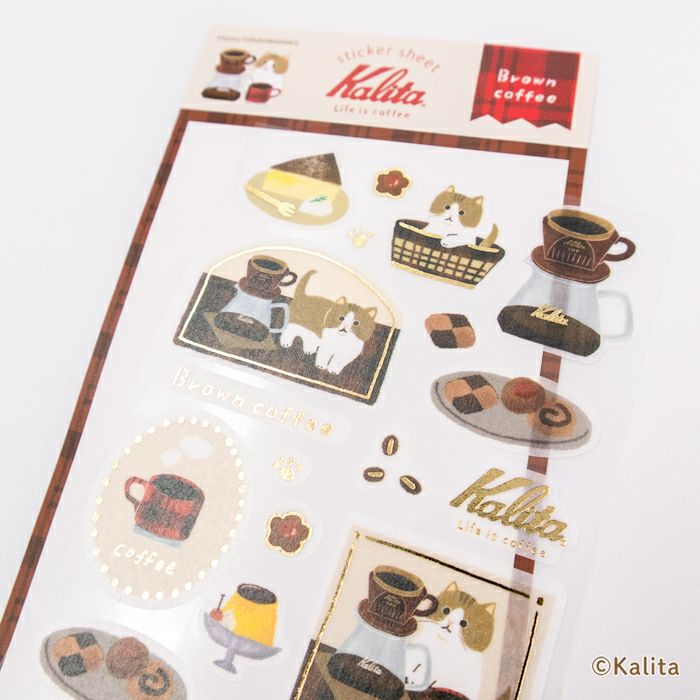 Furukawashiko x Kalita Life is Coffee Gold Foil Sticker - Brown Coffee QS307