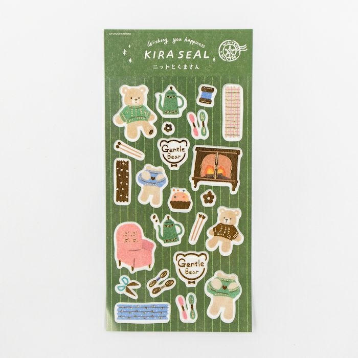 Furukawashiko Winter Limited Edition Gold Foil Sticker - Knit and Bear QS339