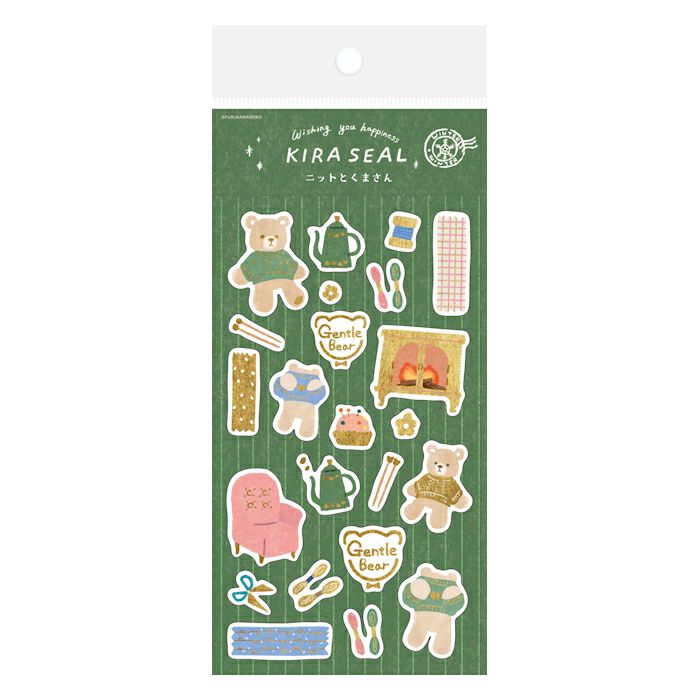 Furukawashiko Winter Limited Edition Gold Foil Sticker - Knit and Bear QS339
