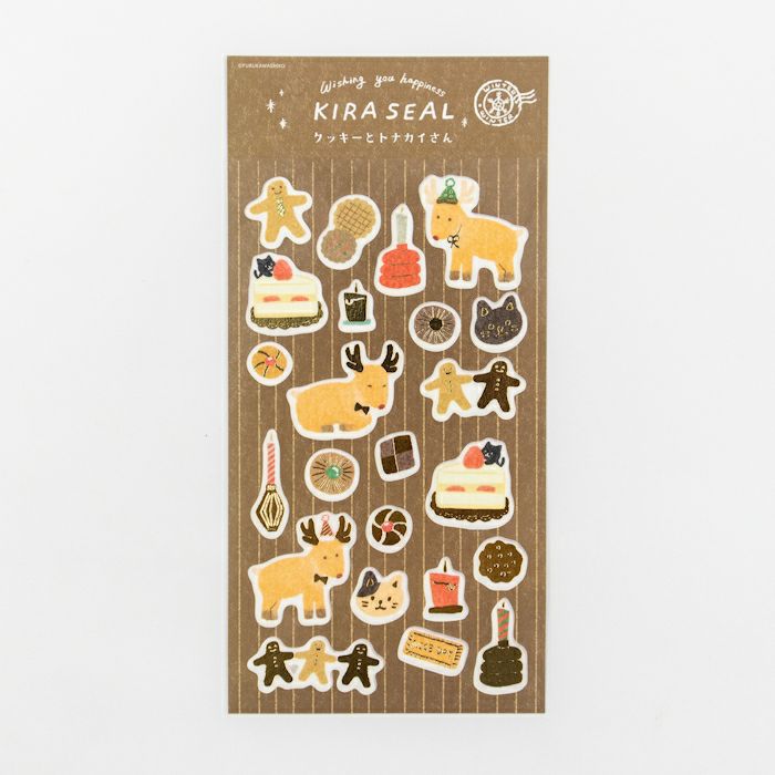 Furukawashiko Winter Limited Edition Gold Foil Sticker - Cookie and Reindeer QS343