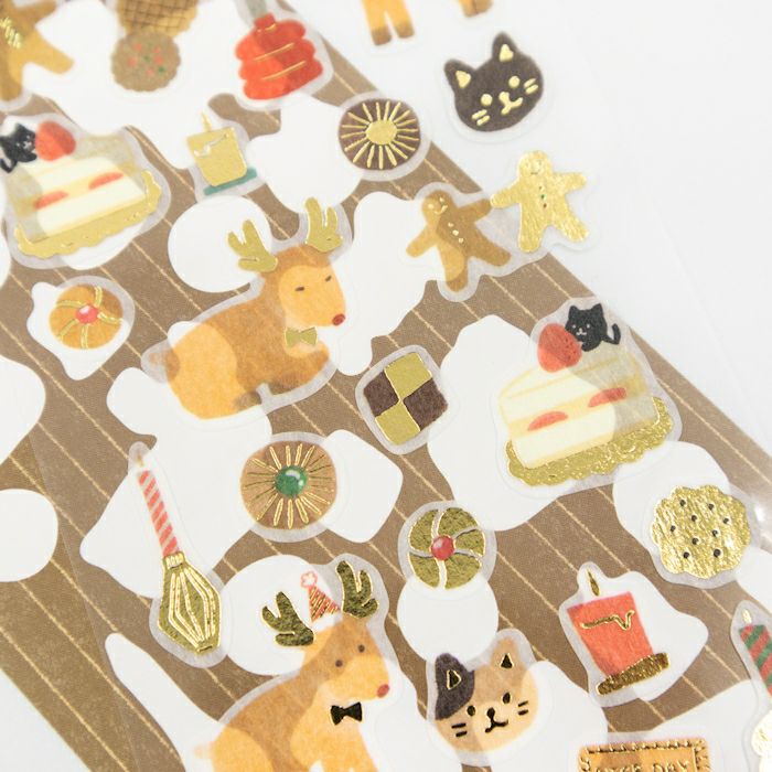 Furukawashiko Winter Limited Edition Gold Foil Sticker - Cookie and Reindeer QS343