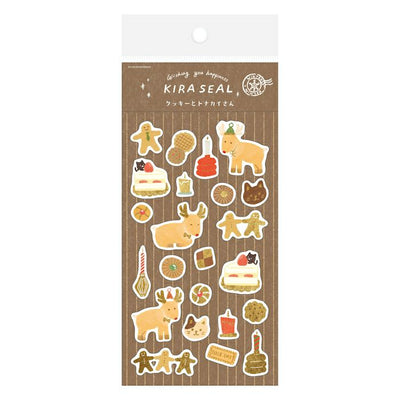 Furukawashiko Winter Limited Edition Gold Foil Sticker - Cookie and Reindeer QS343