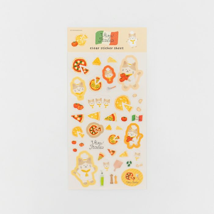 Furukawashiko Viva Italia Clear Sticker - Pizza Cat QS345