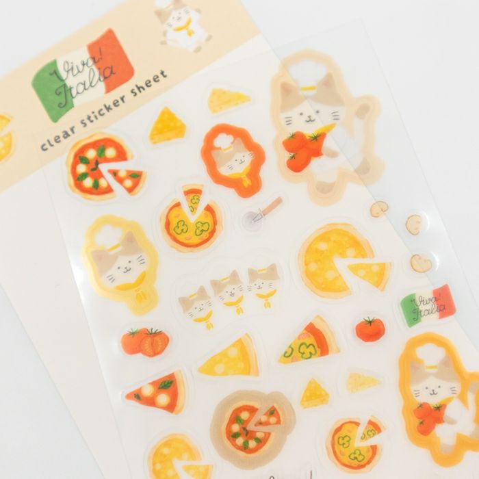 Furukawashiko Viva Italia Clear Sticker - Pizza Cat QS345