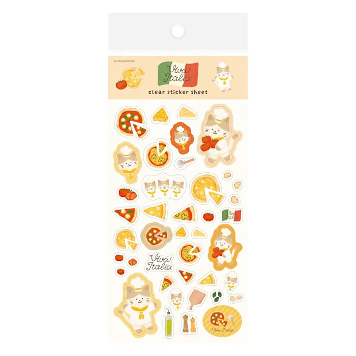 Furukawashiko Viva Italia Clear Sticker - Pizza Cat QS345