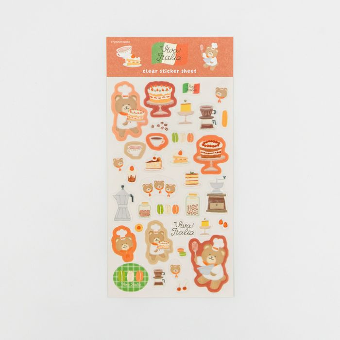 Furukawashiko Viva Italia Clear Sticker - Dessert Bear QS346