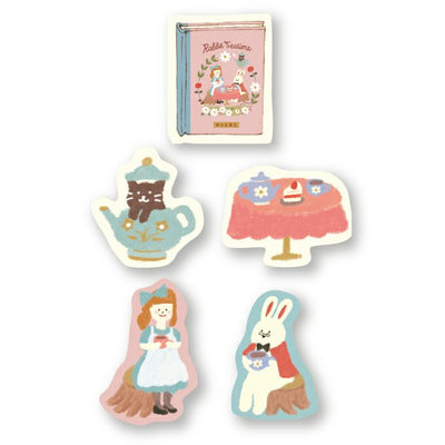 Furukawashiko Paper Hill Bookstore Sticker Flakes - Rabbit Tea Party QSA164