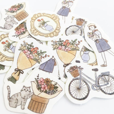 Furukawashiko Bonjour Paris Sticker Flakes - Florist QSA206