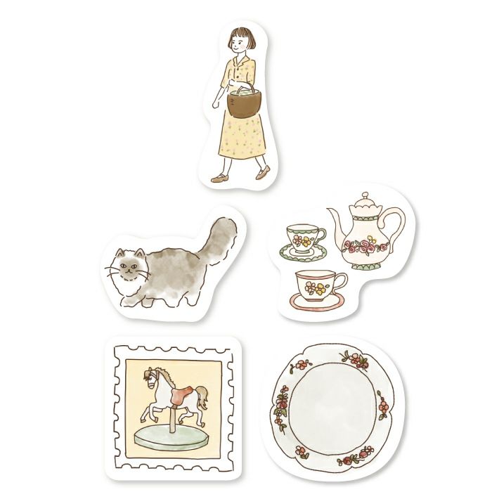 Furukawashiko Bonjour Paris Sticker Flakes - Antique QSA208