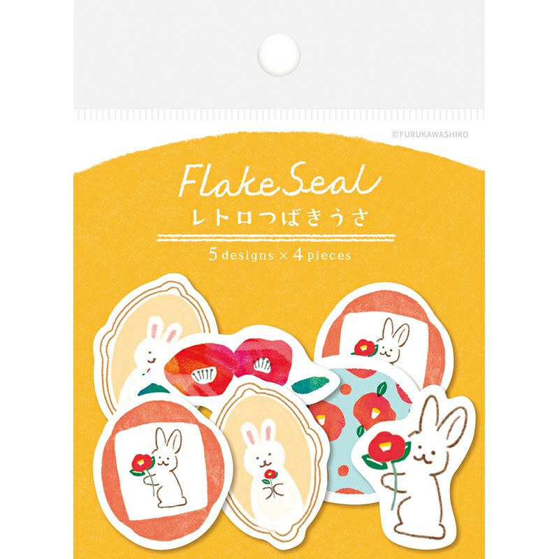 Furukawashiko Winter Limited Edition Sticker Flakes - Rabbit and Camellia QSA256