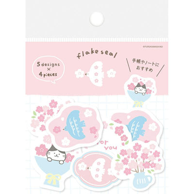 Furukawashiko Spring Limited Edition Sticker Flakes - Sakura and Cat QSA272