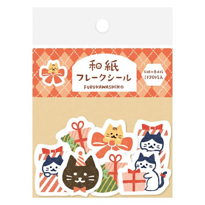 Furukawashiko Winter Limited Edition Sticker Flakes - Cat and Present QSA329