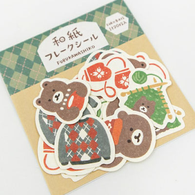 Furukawashiko Winter Limited Edition Sticker Flakes - Knit and Bear QSA330