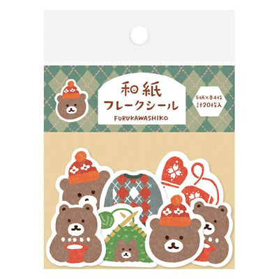 Furukawashiko Winter Limited Edition Sticker Flakes - Knit and Bear QSA330
