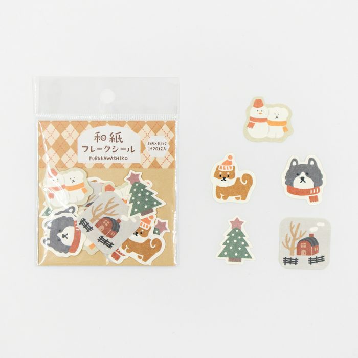 Furukawashiko Winter Limited Edition Sticker Flakes - Dog and Snow QSA332