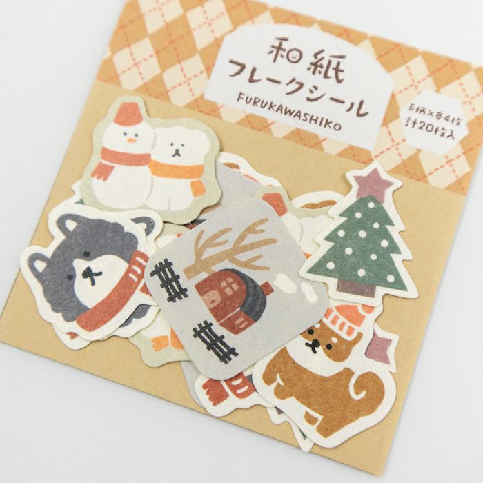 Furukawashiko Winter Limited Edition Sticker Flakes - Dog and Snow QSA332
