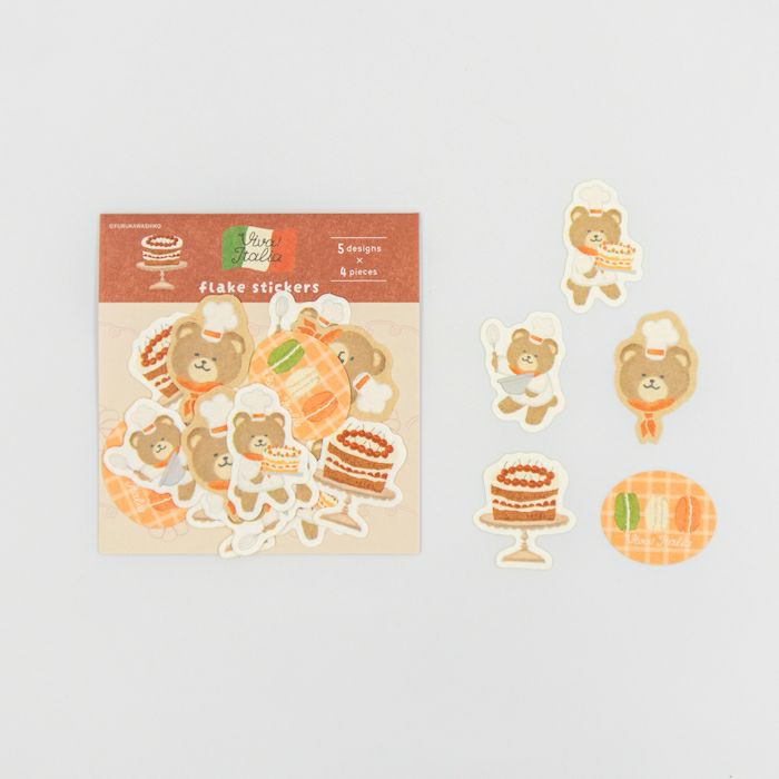 Furukawashiko Viva Italia Sticker Flakes - Dessert Bear QSA335