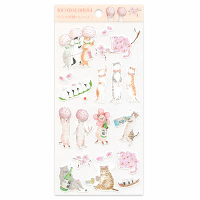 Active Corporation x Tocorocomugi Sticker - Cat and Cherry Blossom SP-156h