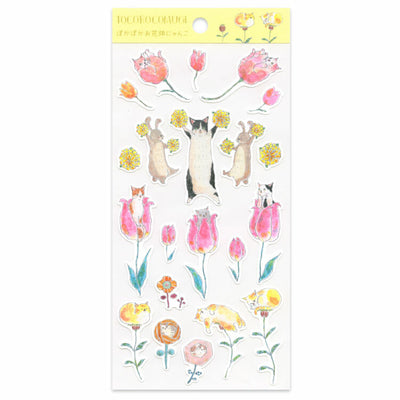 Active Corporation x Tocorocomugi Sticker - Cat and Flower SP-157h