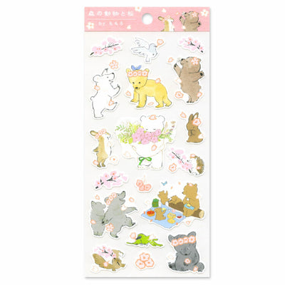 Active Corporation x Momoro Sticker - Forest Animals and Cherry Blossom SP-159h