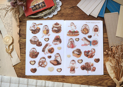 Maruco Art - Chocolate Hedgehog Rub on Transfer Sticker