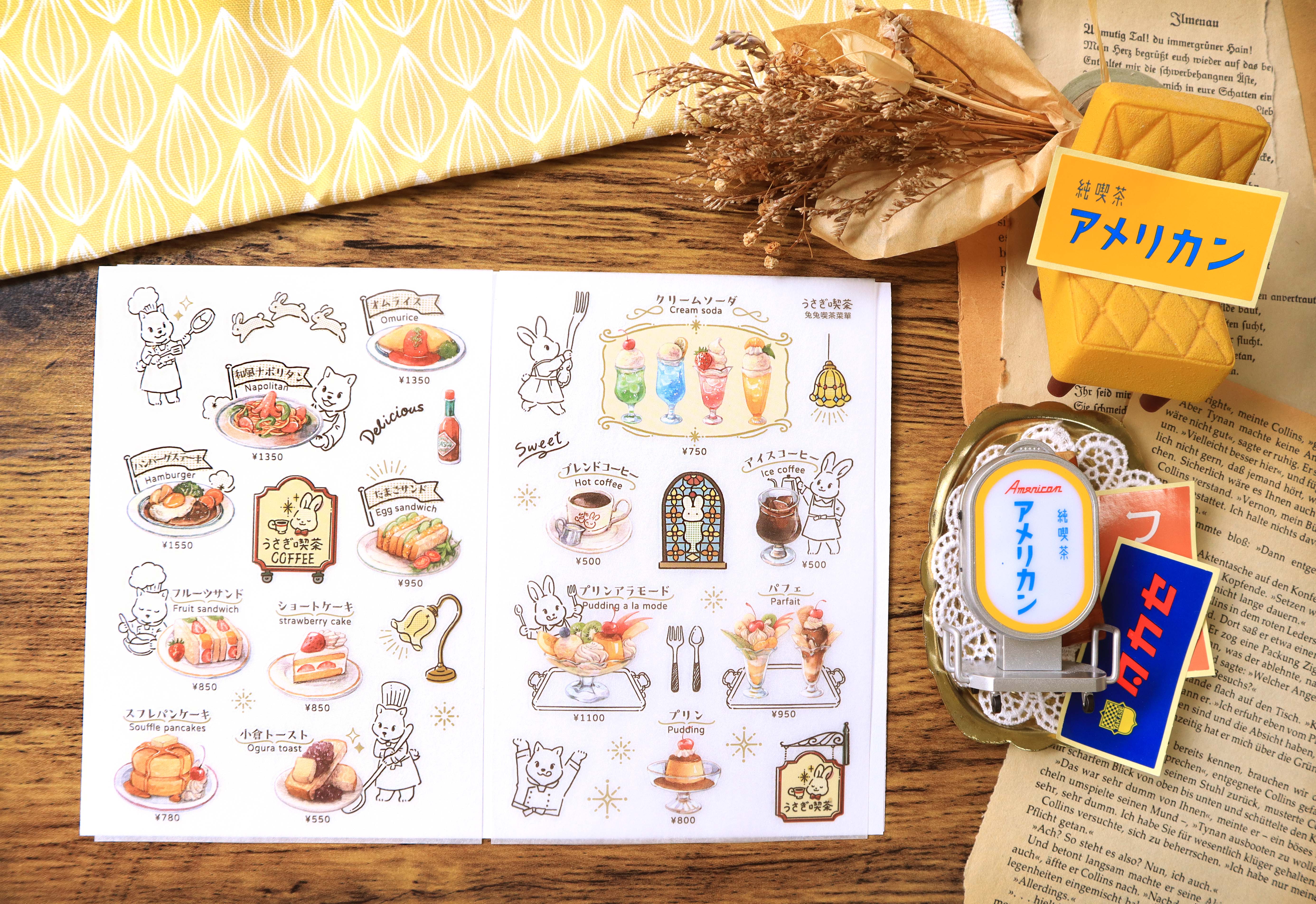 Maruco Art - Rabbit Cafe Menu Rub on Transfer Sticker – Meowashi