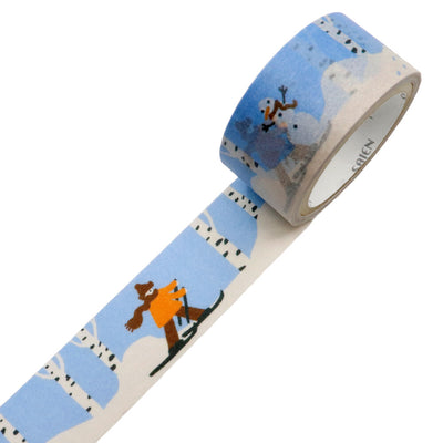 Decorative tape with winter-themed design on a white background