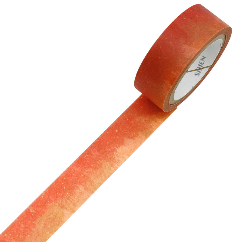 Orange washi tape with a visible brand name on a white background