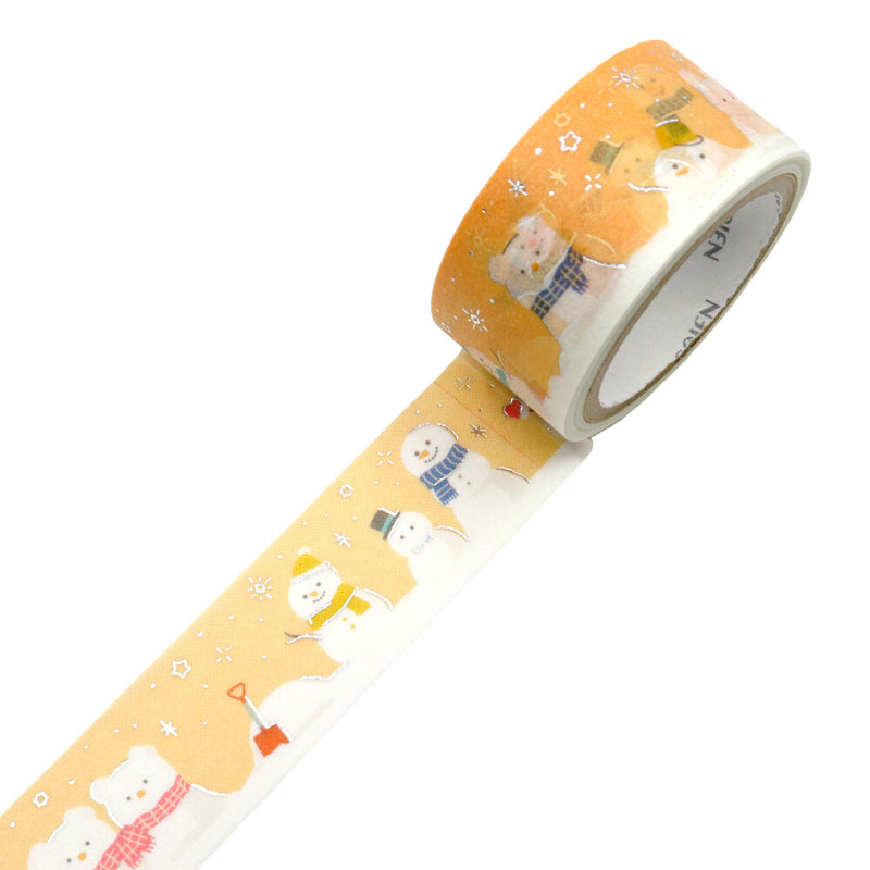 Decorative tape with cartoon snowman design on a white background