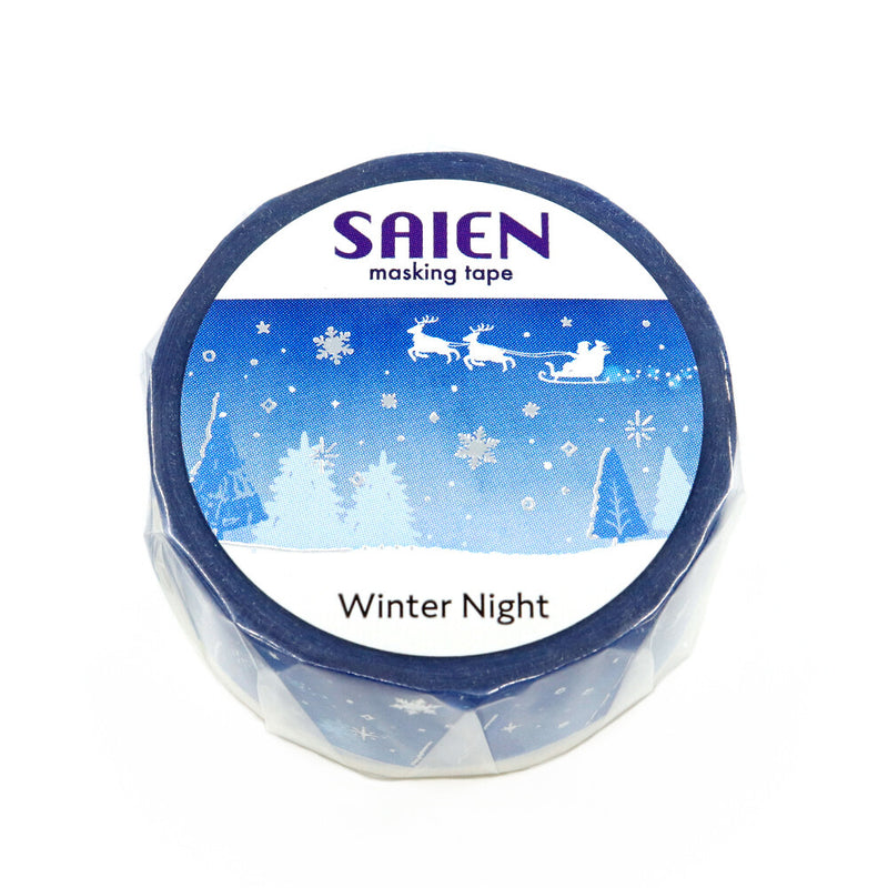 SAIEN Winter 2025 Limited Edition Silver Foil Washi Tape - Winter Night UR4092