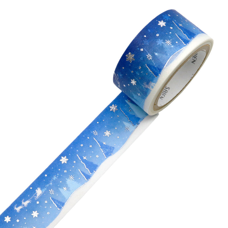 SAIEN Winter 2025 Limited Edition Silver Foil Washi Tape - Winter Night UR4092