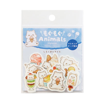 SAIEN Mogu Mogu Animals Sticker Flakes - White Bear and Ice Cream Y0029