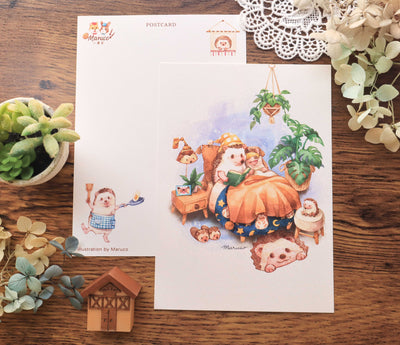 Maruco Art - Hedgehog House Postcard