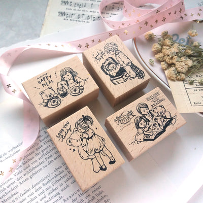 Teddy bear stay in my home rubber stamps
