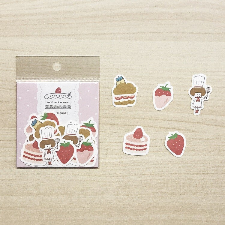 Papier Platz x Mizutama CAKE SHOP Sticker Flakes - Strawberry Dessert 35-676