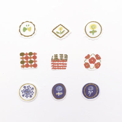 Papier Platz kurogoma gold foil washi sticker flakes - Flower 53-002