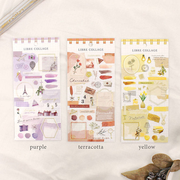 Mind Wave collage gold foil sticker - Yellow