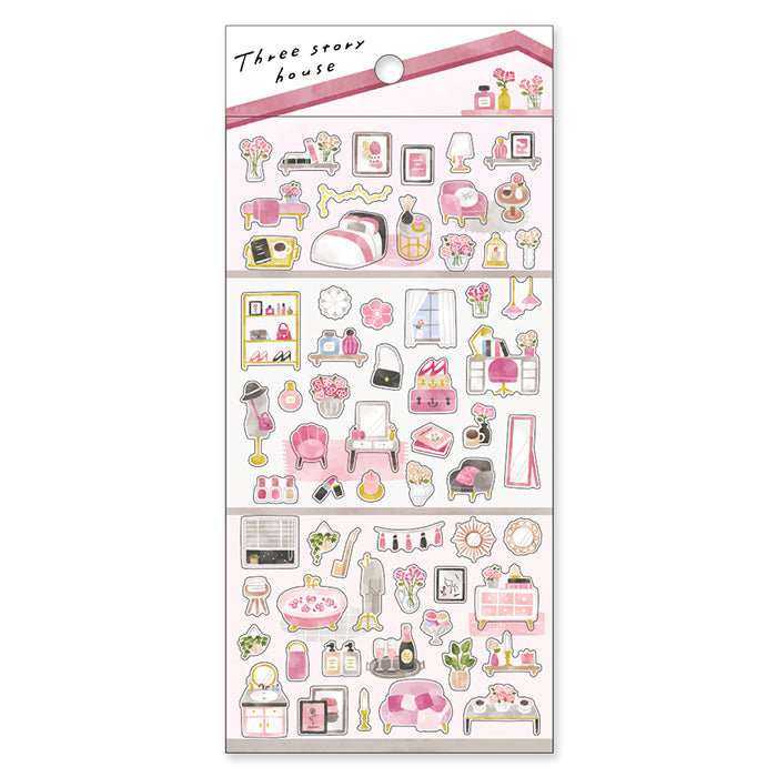 Mind Wave Three Story House Clear Sticker - Pink