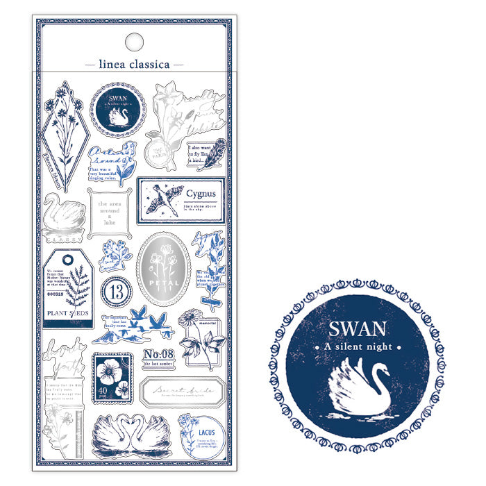 Mind Wave Linea Classica Silver Foil Clear Sticker - Swan 81258