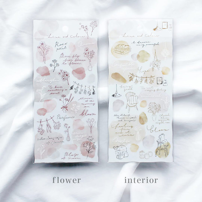 Mind Wave Line and Colors Silver Foil Clear Sticker - Flower