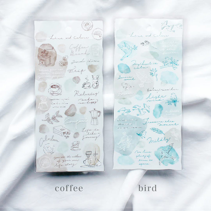 Mind Wave Line and Colors Silver Foil Clear Sticker - Coffee