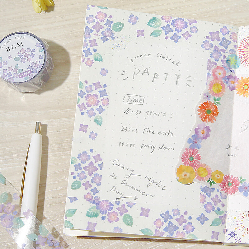 BGM Summer Limited Edition Clear PET Tape - Hydrangea
