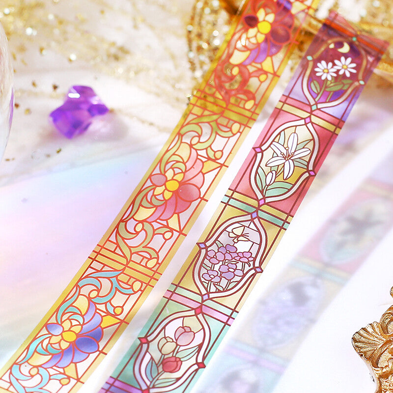 BGM Stained Glass Clear PET Tape - Floral Garden