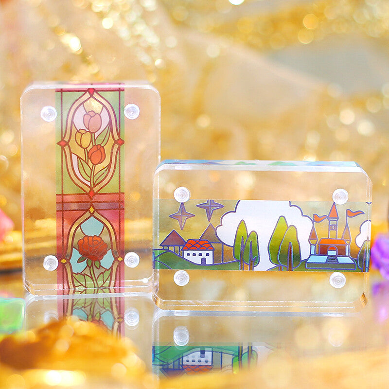 BGM Stained Glass Clear PET Tape - Floral Garden