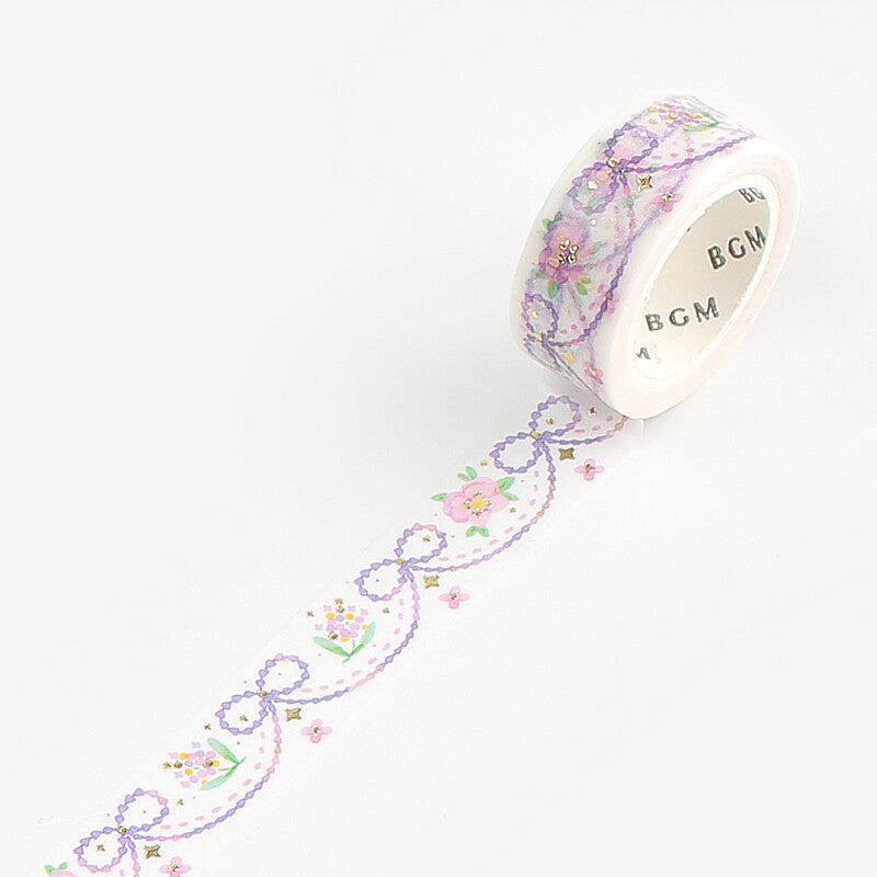 BGM Gold Foil Washi Tape - Floral Ribbon    BM-LGCA075