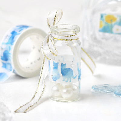 BGM Silver Foil Washi Tape - Blue Cat