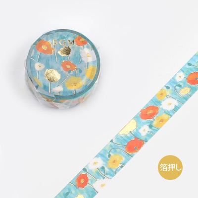 BGM Gold Foil Washi Tape - Poppy BM-LGCA086