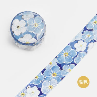 BGM Silver Foil Washi Tape - Blue Flower Field BM-LGCD047
