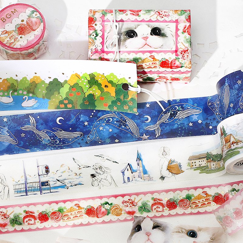 BGM Gold Foil Washi Tape - Strawberry Dessert
