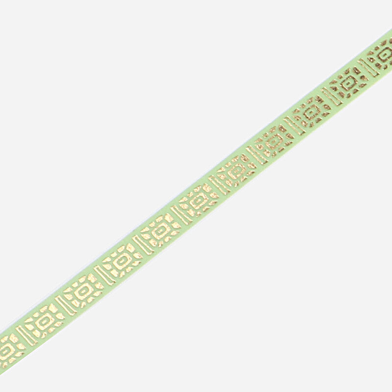 BGM Gold Foil Skinny Washi Tape - Green Pattern BM-LSG121